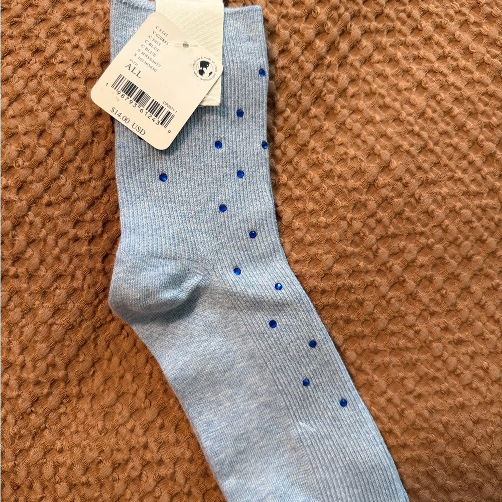 Free People Light Blue rhinestone socks